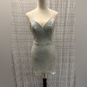 Glamorous Silver Sequin Mini Dress